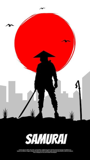 Samurai in front of a red moon Samurai with red moon wallpaper Urban samurai samurai in city