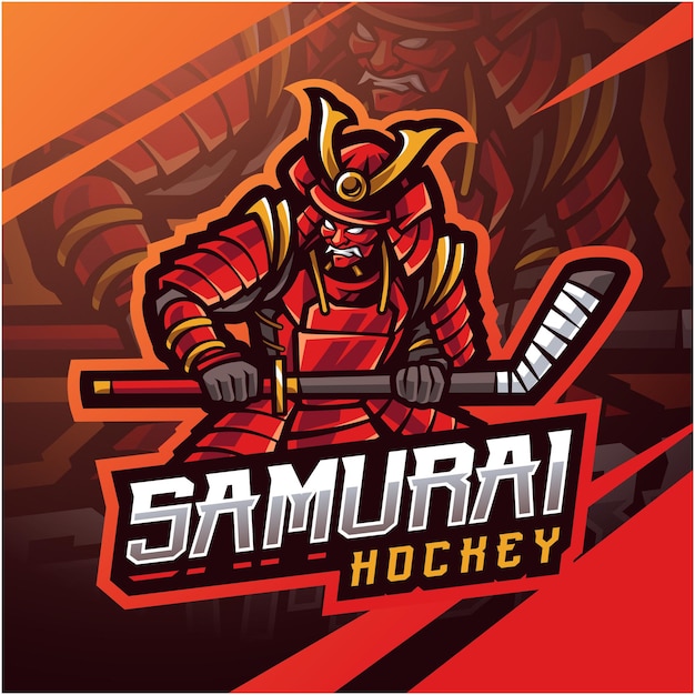 Samurai hockey esport mascot logo design