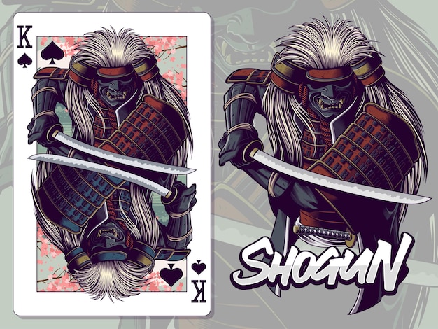 Samurai Illustration for King of Spades playing card design