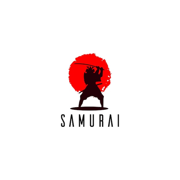 Samurai logo icon design template premium vector