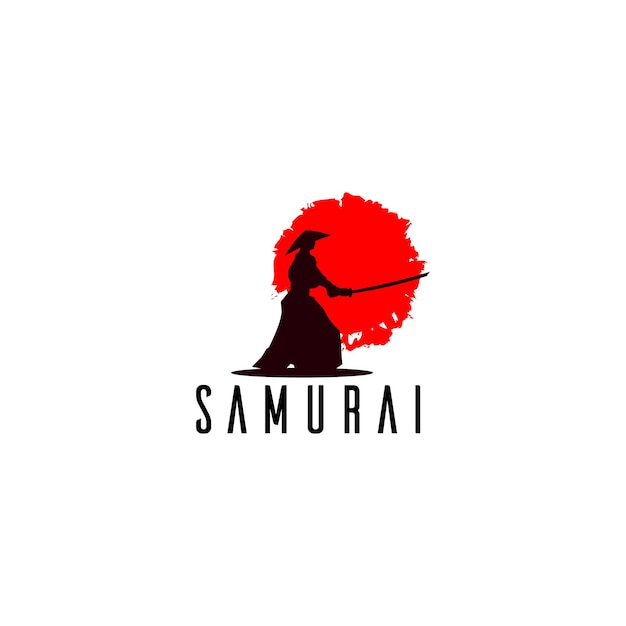 Samurai logo icon design template premium vector