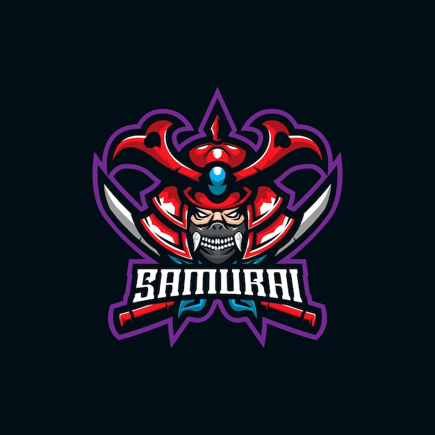 Samurai mascot logo design vector with modern illustration concept style for badge, emblem and t shirt printing. samurai illustration for sport team.