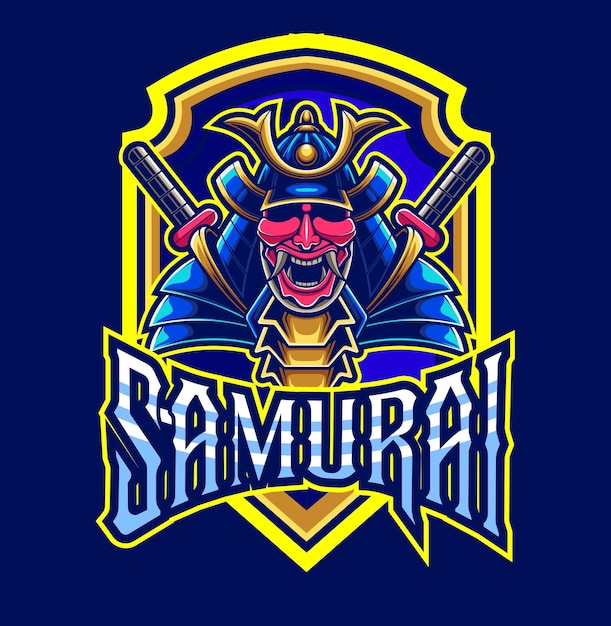 Samurai mascot logo template for esport and sport logo team