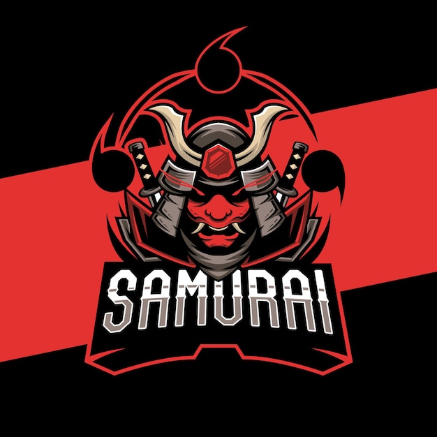 Samurai mask esports logo design. illustration of samurai mask mascot