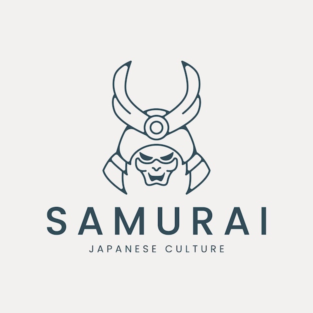 samurai mask line art logo vector illustration template design