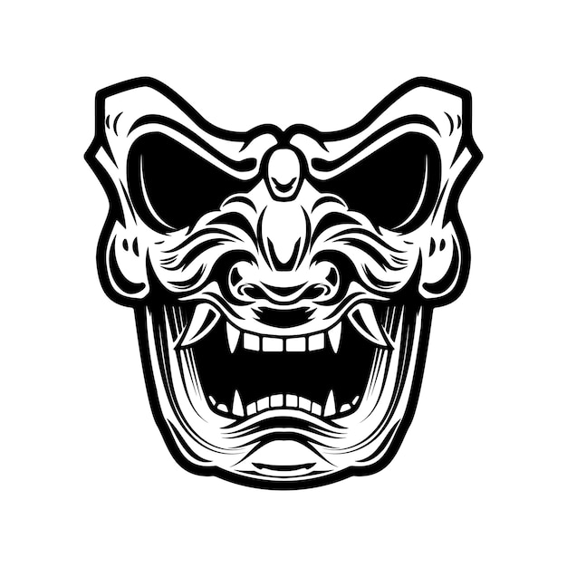 Samurai mask on white background. Design element for logo, label, emblem, sign, poster, t shirt.