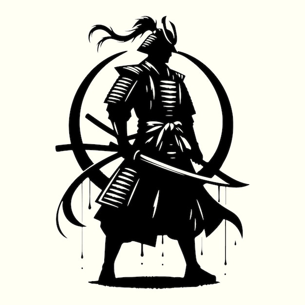 Samurai Silhouette Vector Illustration