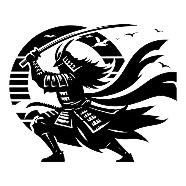 Samurai silhouette vector