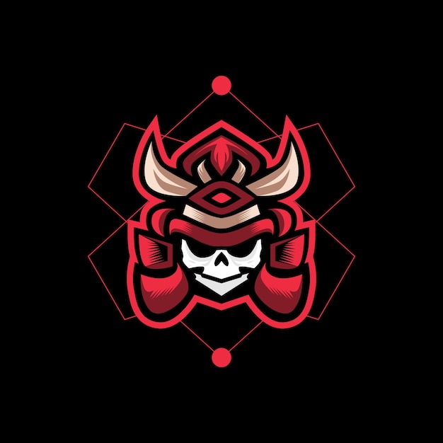 Samurai skull head e sports logo gaming mascot