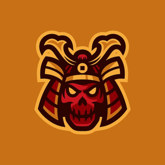 samurai skull head esports logo mascot vector illustration