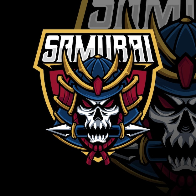 Samurai skull with kunai logo design for mascot sport or esport gaming team