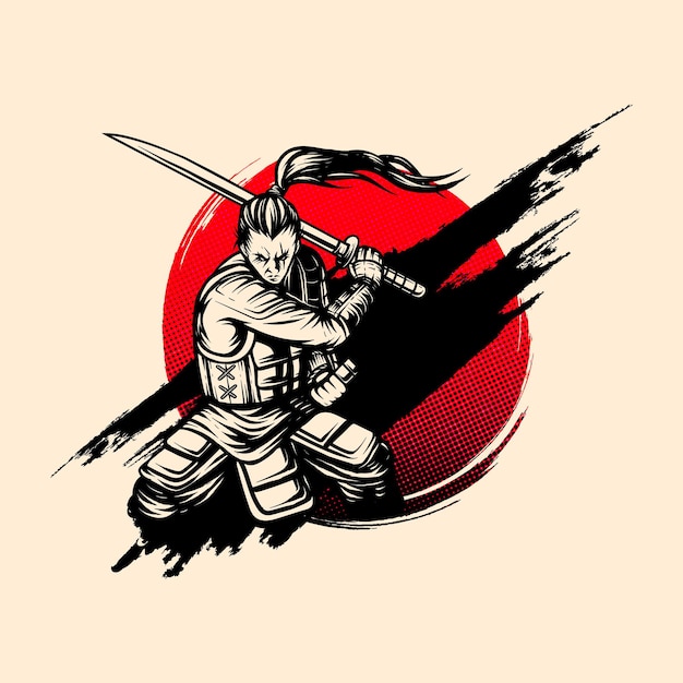 Samurai style ink carracter