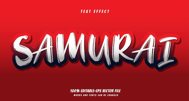 Samurai text effect design vector