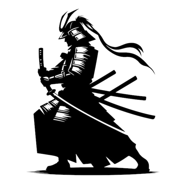 Vector samurai vector silhouette illustration design on white background