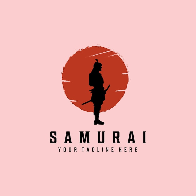 Samurai warrior Logo Design Vector Silhouette of Samurai Template illustration japan