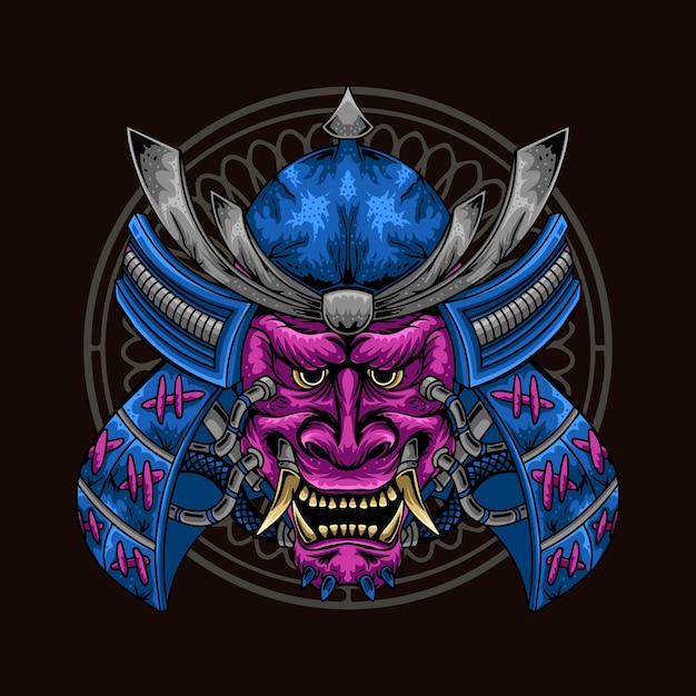 Samurai warrior mask illustration design