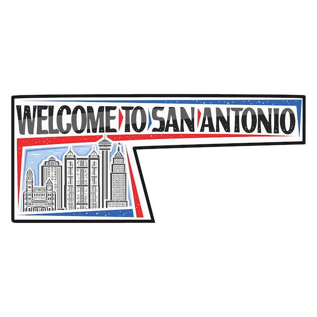 San Antonio Skyline Landmark Flag Sticker Emblem Badge Travel Souvenir Illustration