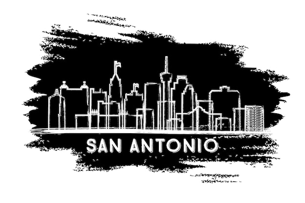 San Antonio Texas City Skyline Silhouette Hand Drawn Sketch