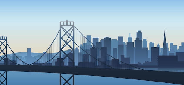 San Francisco cityscape view, California illustration