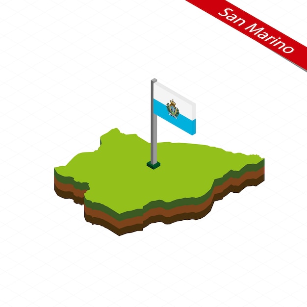 San Marino Isometric map and flag Vector Illustration