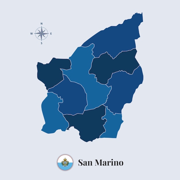 San Marino map with flag San Marino flag map