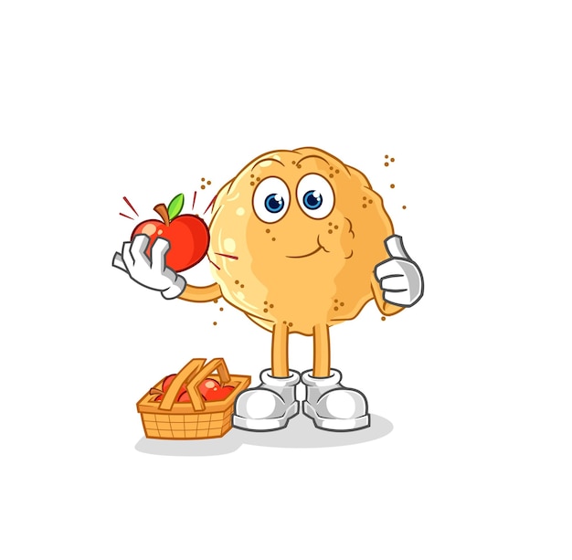 Sand ball eating an apple illustration character vector