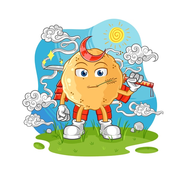 Sand ball samurai cartoon cartoon mascot vector