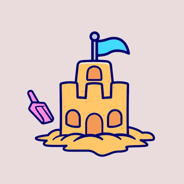 Vector sand castle cartoon vector icon illustration object nature icon isolated flat vector