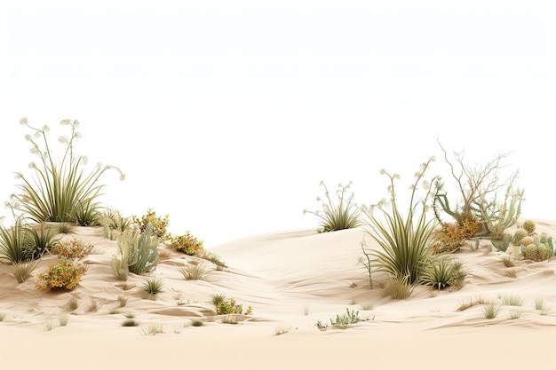 Vector a sand dune with plants on it and a white background