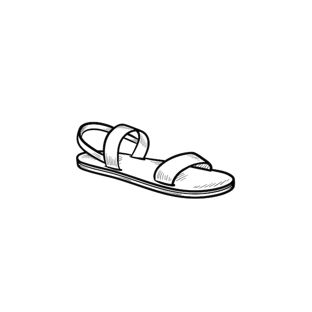 Sandal hand drawn outline doodle icon. Summer and vacation, holidays slippers and comfort walk concept