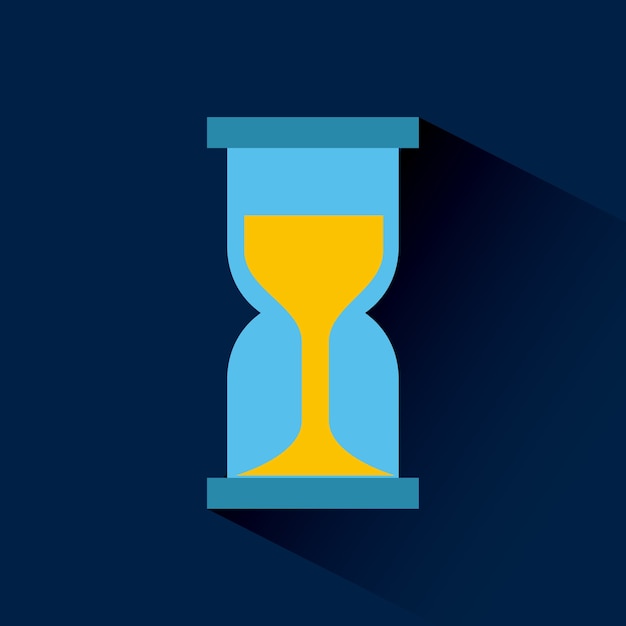 Sandclock icon over blue background.