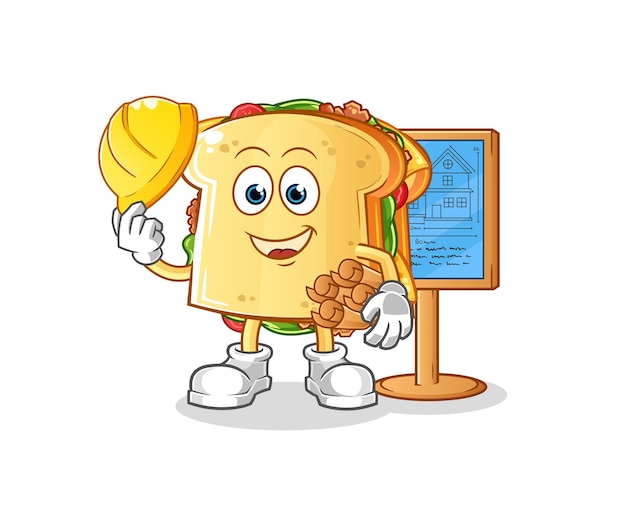 Vector sandwich architect illustration. character vector