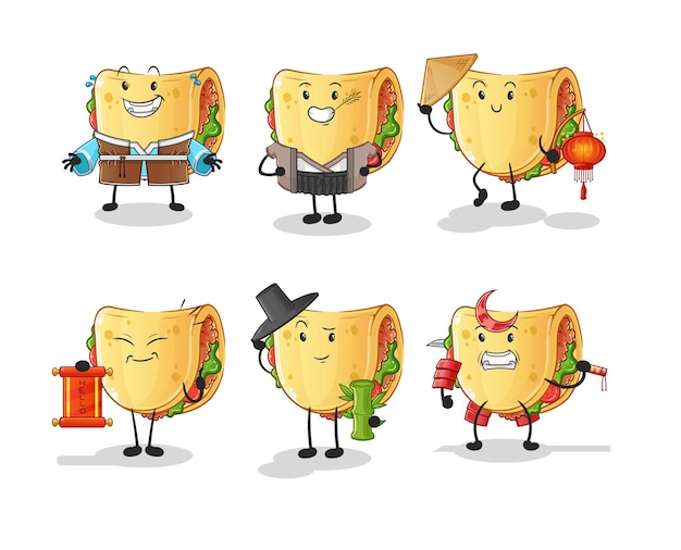 Sandwich asian culture set . cartoon mascot vector