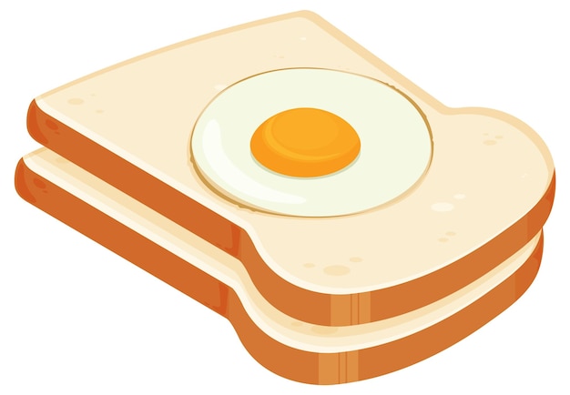 Sandwich bread with egg in cartoon style