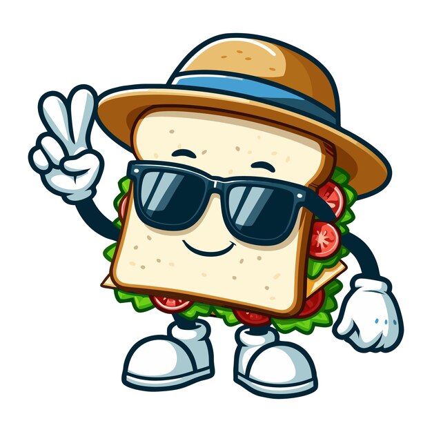 Sandwich cartoon character clipart vector illustration