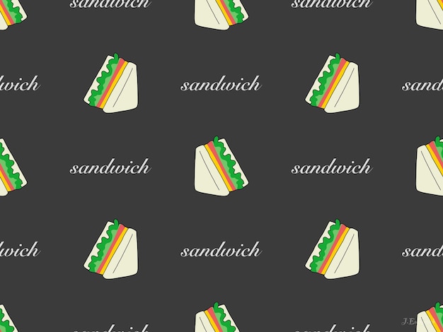 Sandwich cartoon character seamless pattern on gray background