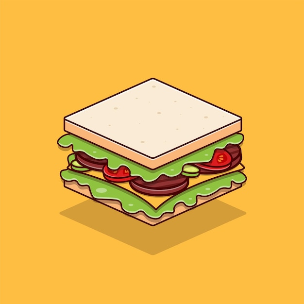 Sandwich cartoon vector flat design illustration