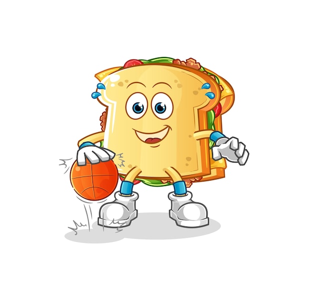 Vector sandwich dribble basketball character. cartoon mascot vector