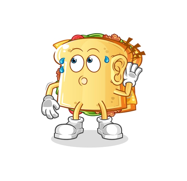 Vector sandwich eavesdropping vector. cartoon character