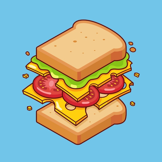 Sandwich fast food vector cartoon illustrations