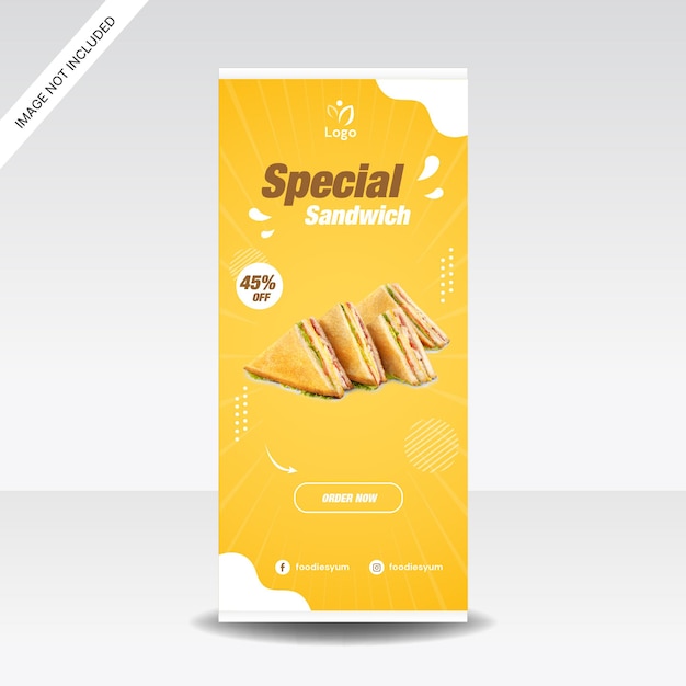 sandwich food roll up banner store promotion design template