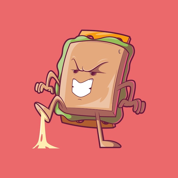 Vector a sandwich funny character vector illustration food mascot brand design concept