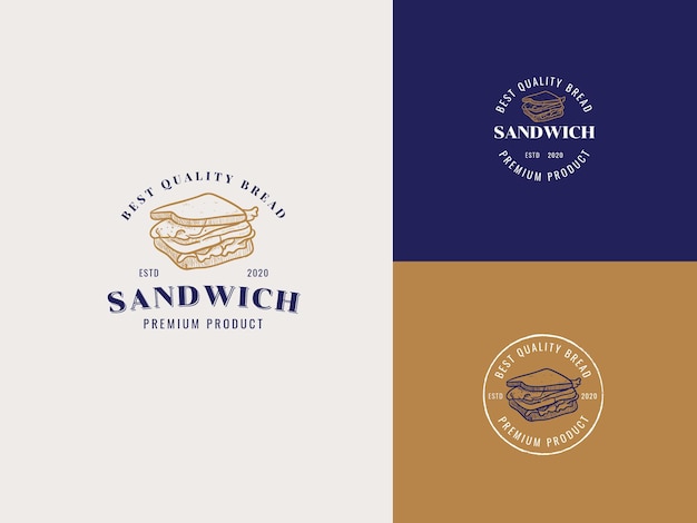 Sandwich Hand Draw Logo Template with Premium Vintage Typography