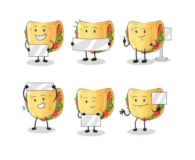 Vector sandwich holding board group character. mascot vector