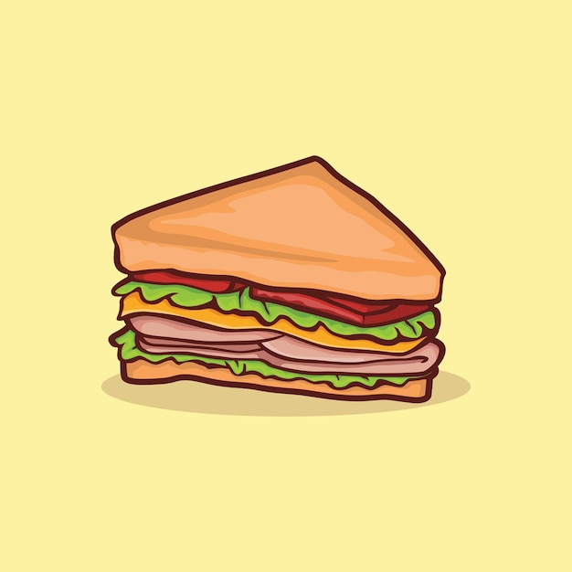 Sandwich Icon isolated Vector illustration with outline cartoon simple color