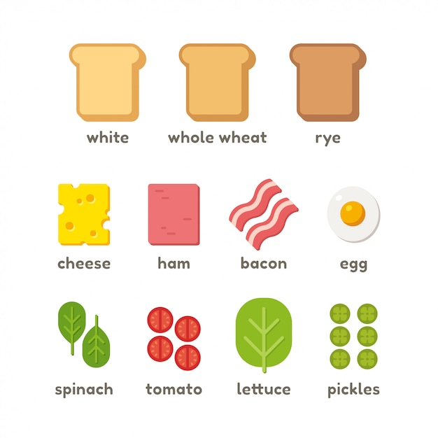 Sandwich ingredients set