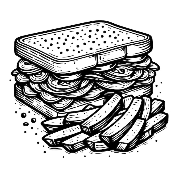 Sandwich line art vector illustration