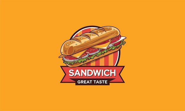 Sandwich logo with detailed ingredients bold text and vibrant colors