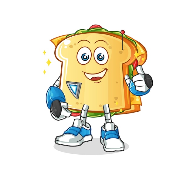 Vector the sandwich robot character mascot