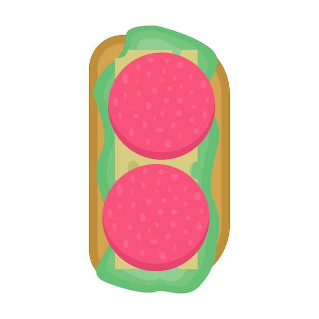 Sandwich with sausage on bread. Vector illustration